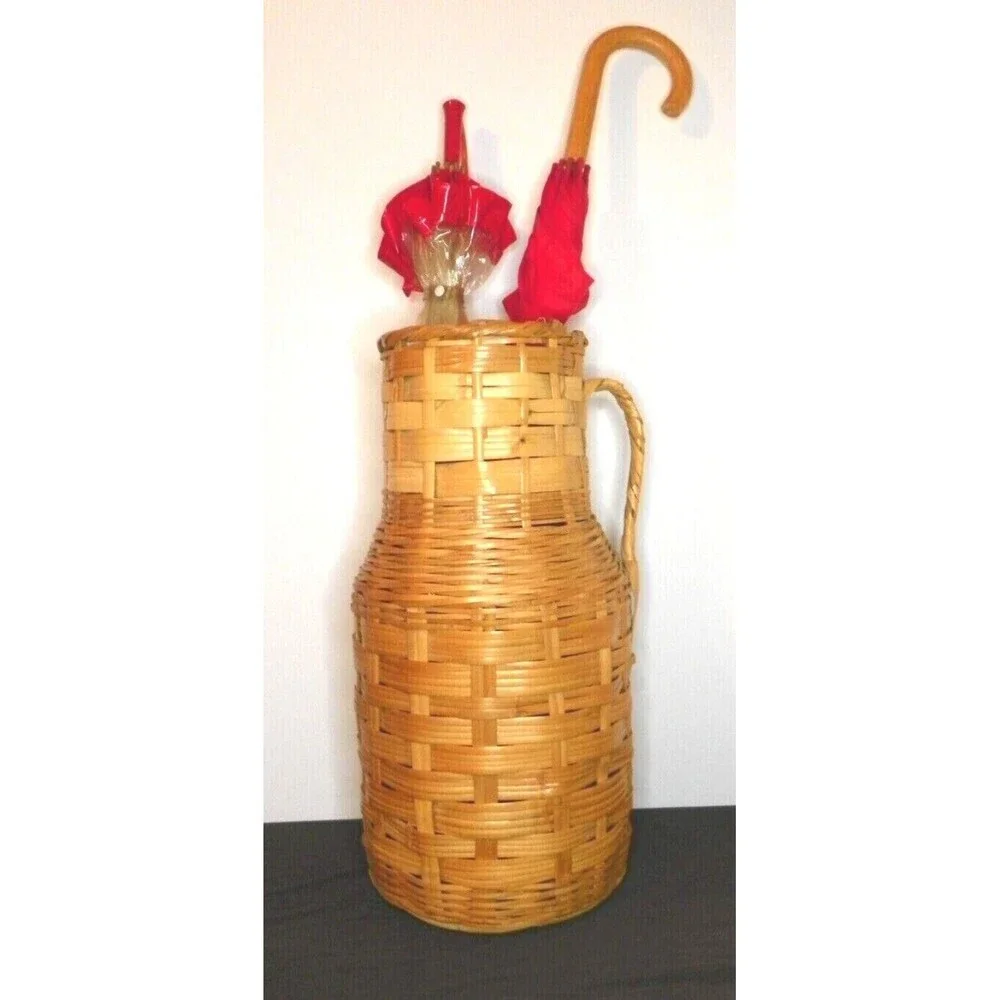 Vintage‎ Wicker Umbrella Basket Woven Basket Retro Art Deco